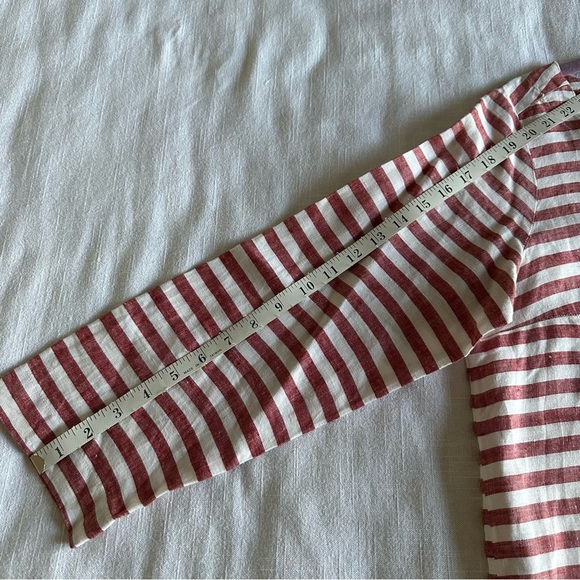 Rachel Zoe Striped 100% Linen Top Womens M Lagenlook Preppy Nautical Fisherman - Picture 5 of 7